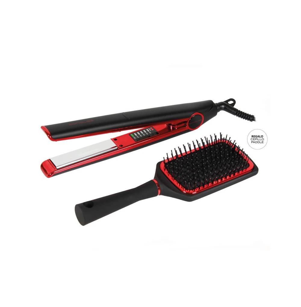 CORIOLISS KIT PLANCHA C1 Y CEPILLO PADDLE BLACK RED - Imagen 2